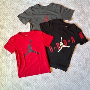 3 Jordan Kids' Short Sleeve Tees - Red, Black, and Gray (Size M - 10/12)